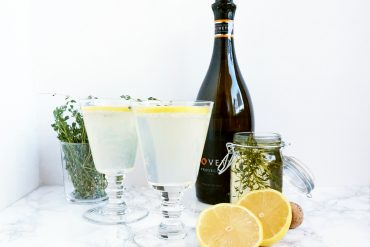 Lemon Elderflower and Thyme Prosecco Cocktail